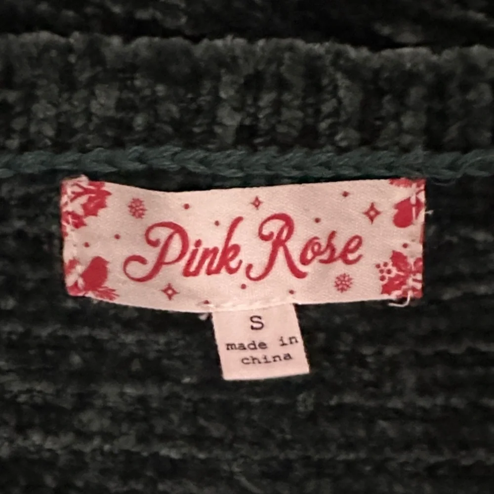 Pink Rose Women's Dark Green chenille Sweater small
